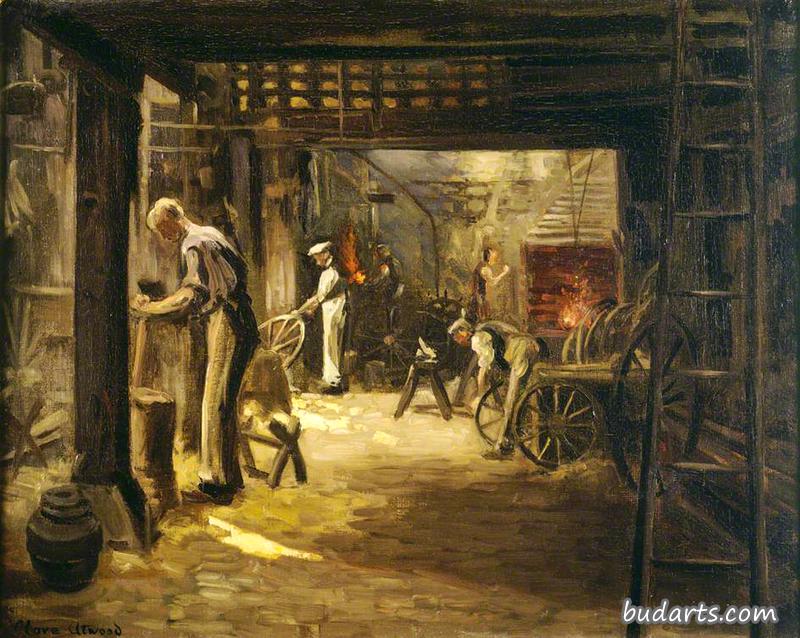 Interior of the Coach-Wheelwright's Shop at 4 1/2 Marshall Street, Soho, London