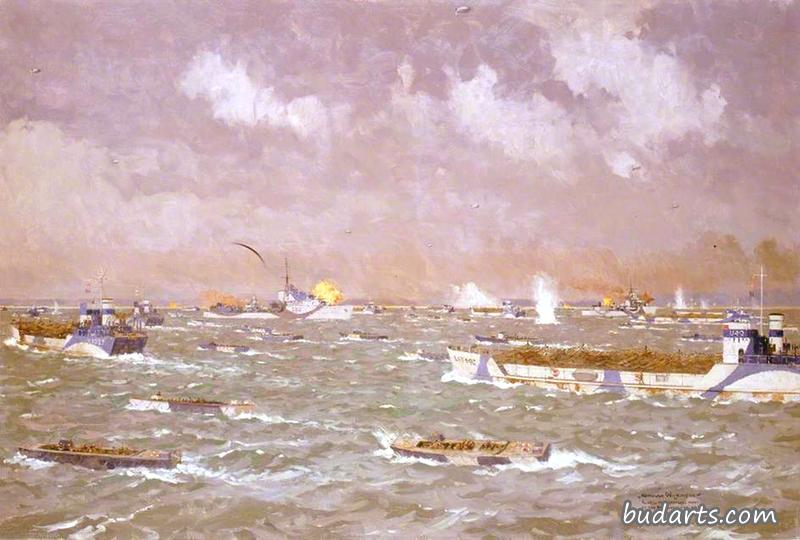 登陆日:登陆艇进入海滩,1944年6月6日 登陆日:登陆艇进入海滩,1944年6月6日