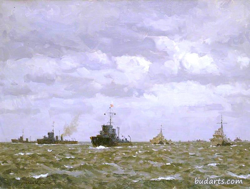 D日：1944年6月6日清晨，在驱逐舰前面扫荡