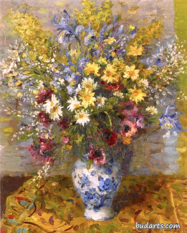 鸢尾、银莲花和菊花