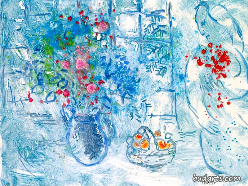 带着一篮桔子的静物画
