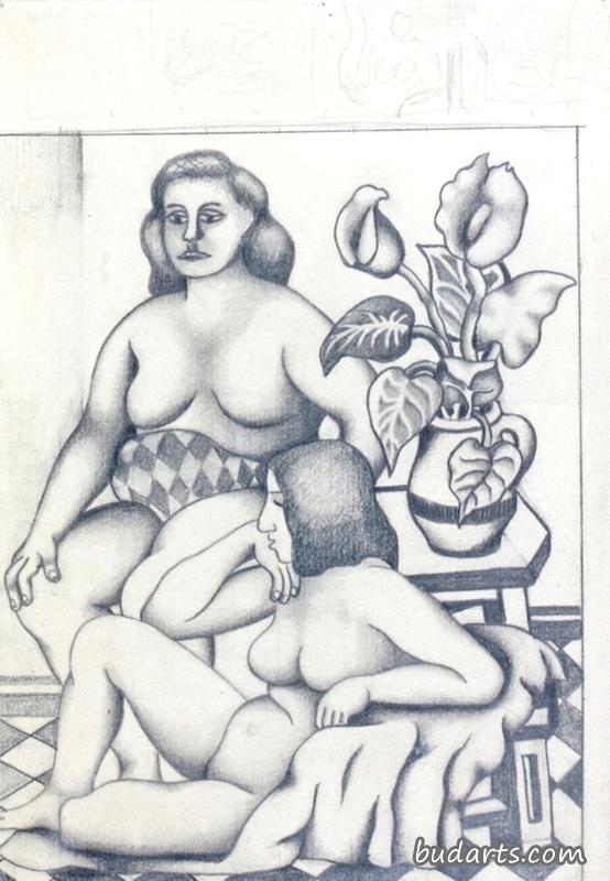 两个女人和绿色植物