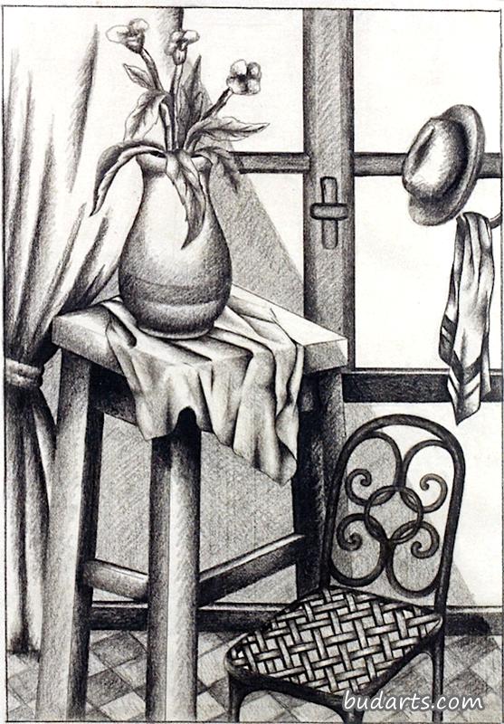 带帽子的静物画