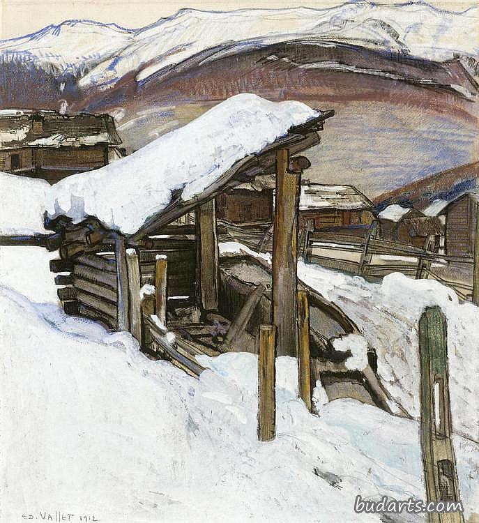 瓦莱地区冬季乡村景观
