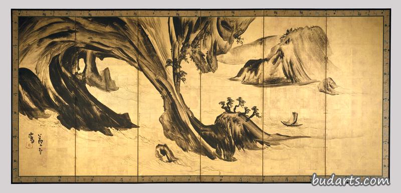 中国文人苏轼和陶潜的山水画
