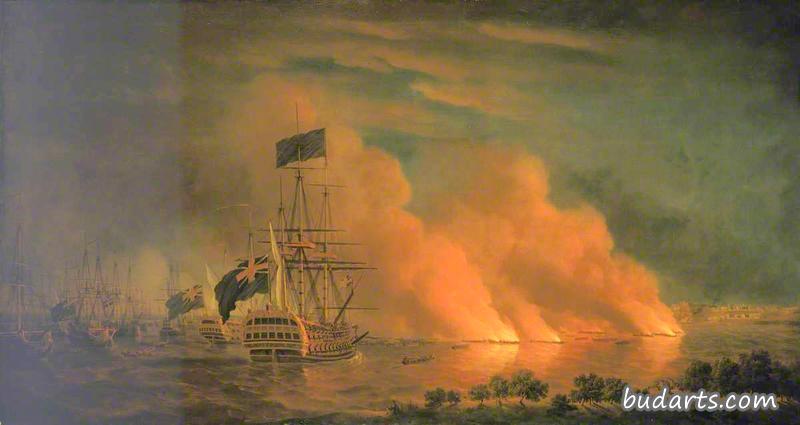 1759年6月28日，法国火筏在魁北克附近袭击英国舰队
