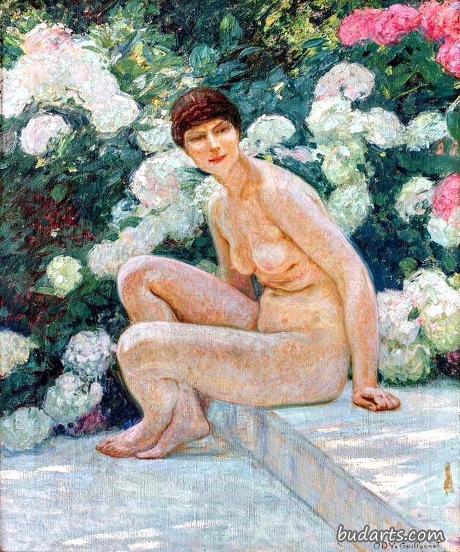 花园里的年轻女子