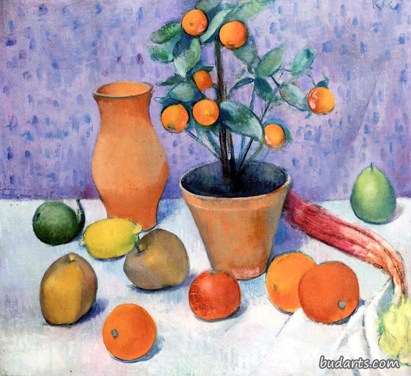 橙树静物画