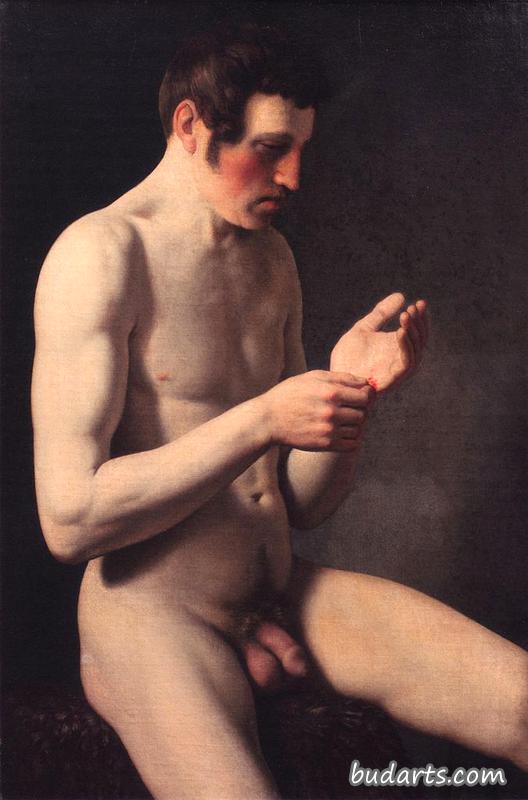 坐男模特