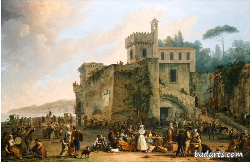 那不勒斯湾(Bay of Naples),梅杰琳娜(Mergelina)的风景和 那不勒斯湾(Bay of Naples),梅杰琳娜(Mergelina)的风景和