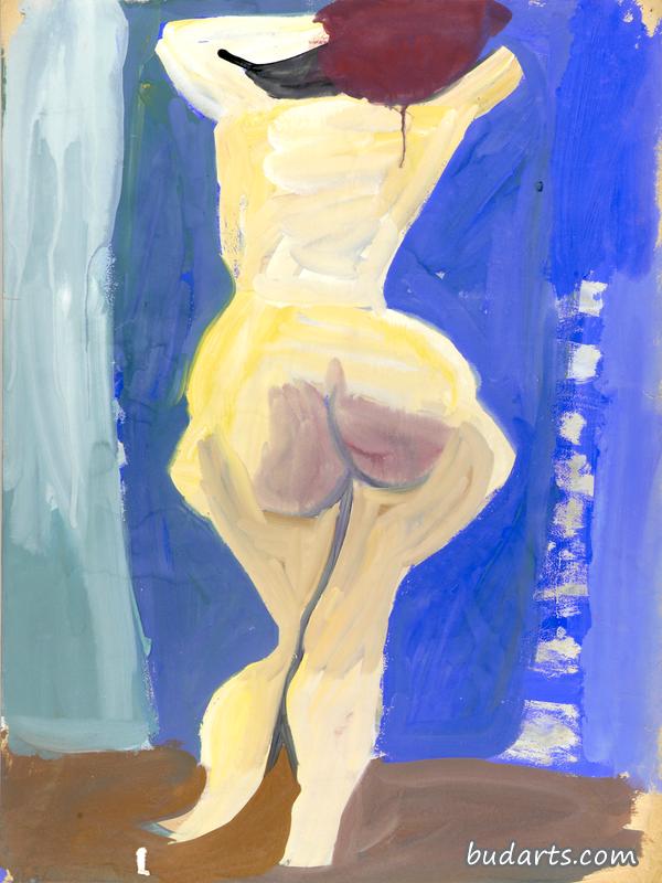 女性裸体站立背部