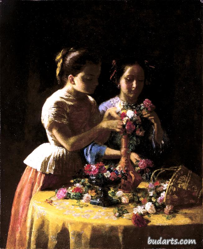 女孩和花