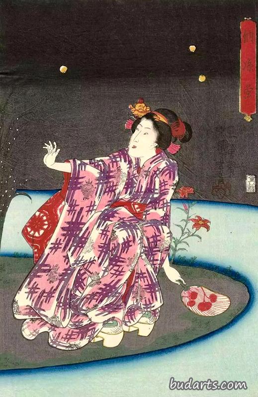 在凉爽的夜晚捉萤火虫