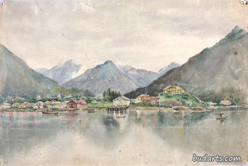 来自岛屿的锡特卡,展示俄罗斯城堡,1888年 来自岛屿的锡特卡,展示俄罗斯城堡,1888年