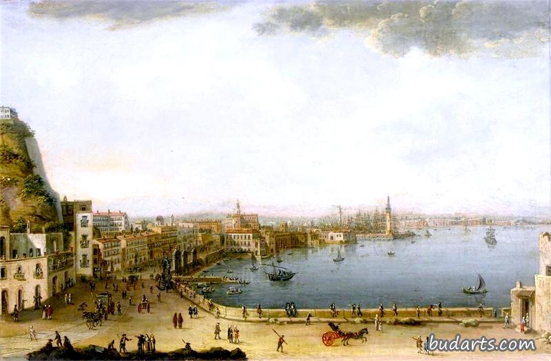 Naples, a View of the Strada di Santa Lucia from Pizzofalcone to the Ponte Della Maddalena