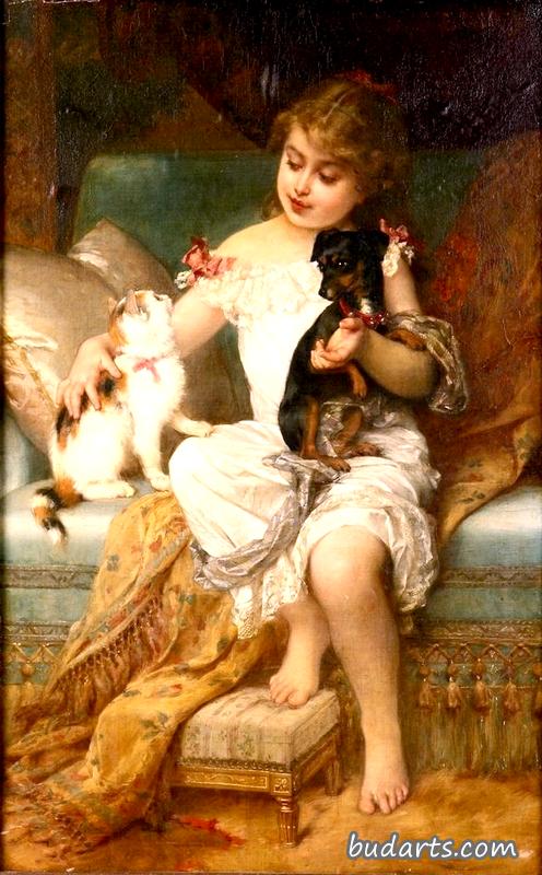 小猫小狗女孩