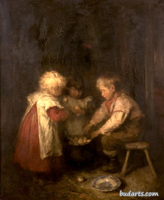 热衣服，孩子们吃