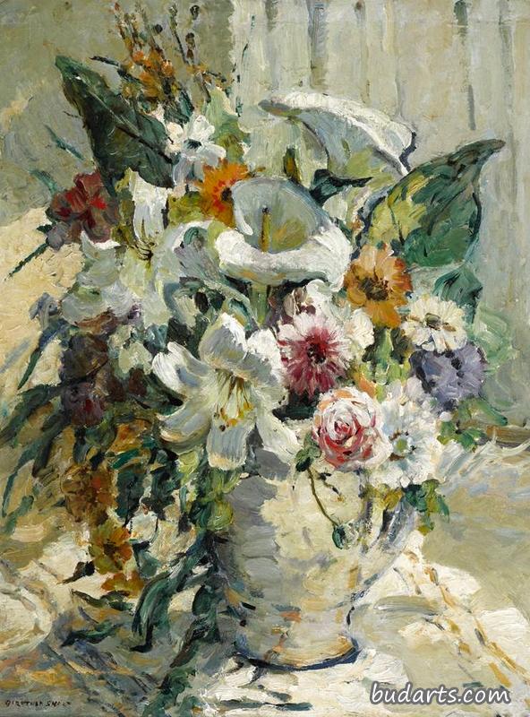 百合花静物画