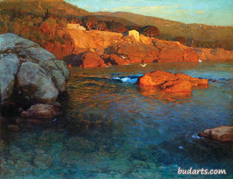 Sunset at Fiascherino in Liguria