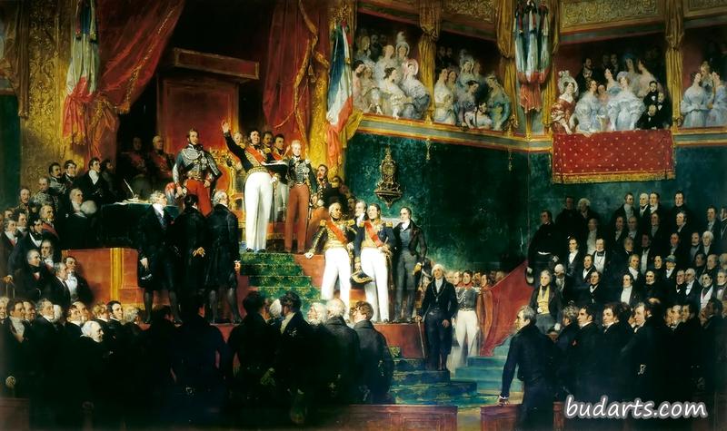 Le roi Louis-Philippe Ier prête serment, en présence des chambres, de maintenir la Charte (King Louis-Philippe I swears in the presence of the chambers to uphold the Charter) Le roi Louis-Philippe Ier prête serment, en présence des chambres, de maintenir la Charte (King Louis-Philippe I swears in the presence of the chambers to uphold the Charter)