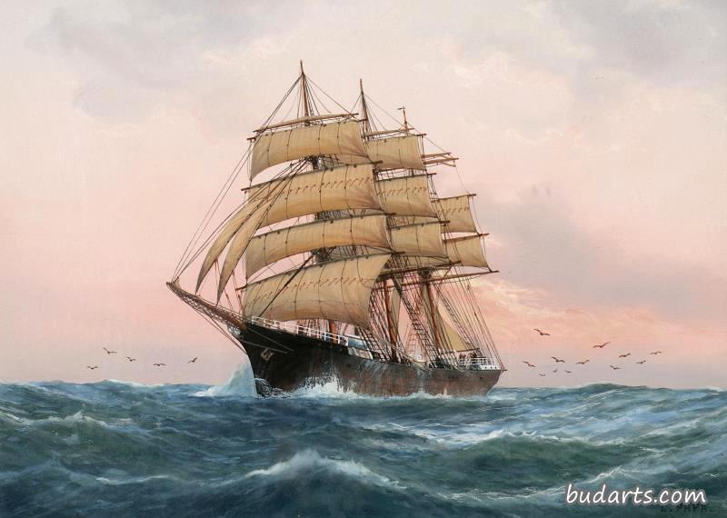 日出时的快船