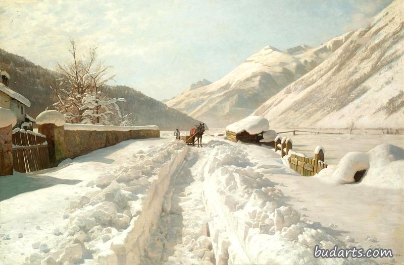 瑞士坎波瓦斯托桥的冬天
