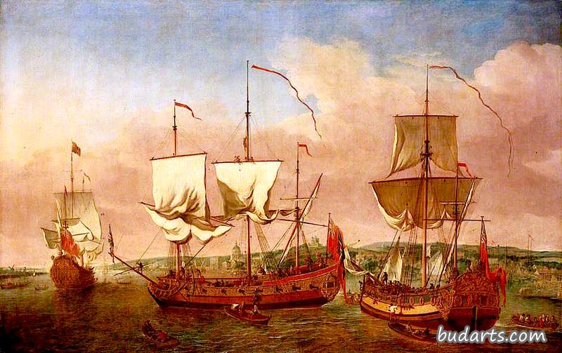 “游轮”和其他皇家游艇离开格林威治,约1710年 “游轮”和其他皇家游艇离开格林威治,约1710年