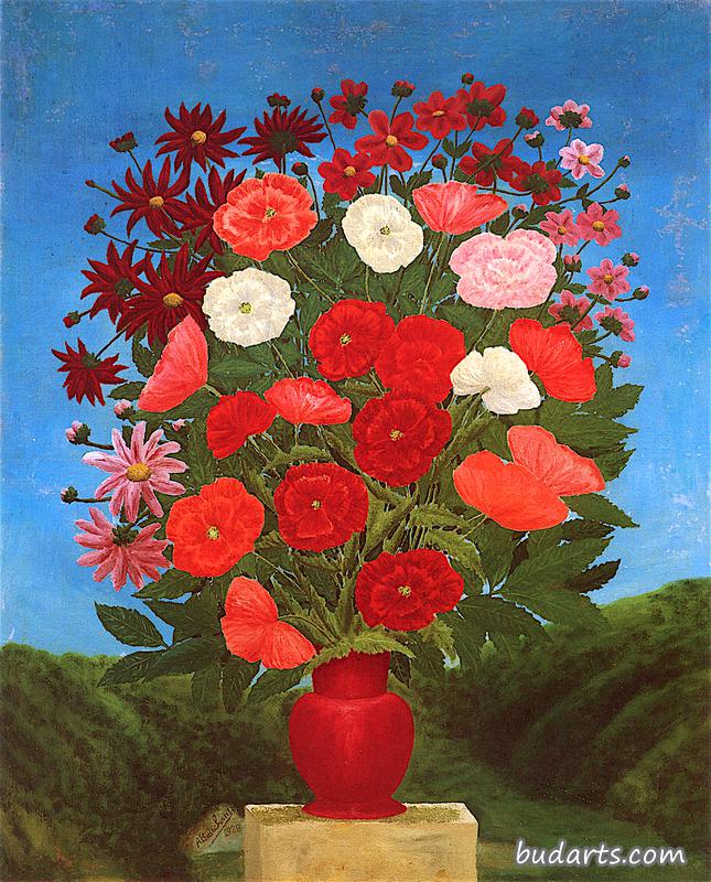 紫色花瓶花束