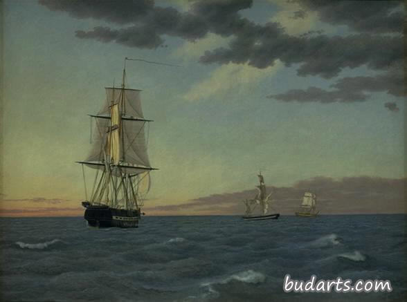 The Corvette "Galathea" Lying in order to Send Help to the Brig "St Jean" at Dawn after a Stormy Night The Corvette "Galathea" Lying in order to Send Help to the Brig "St Jean" at Dawn after a Stormy Night