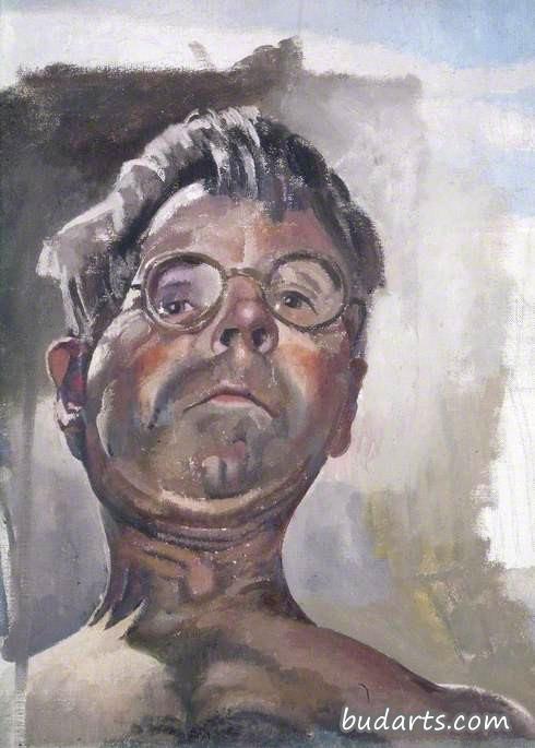 Self Portrait by Gaslight Looking Downwards