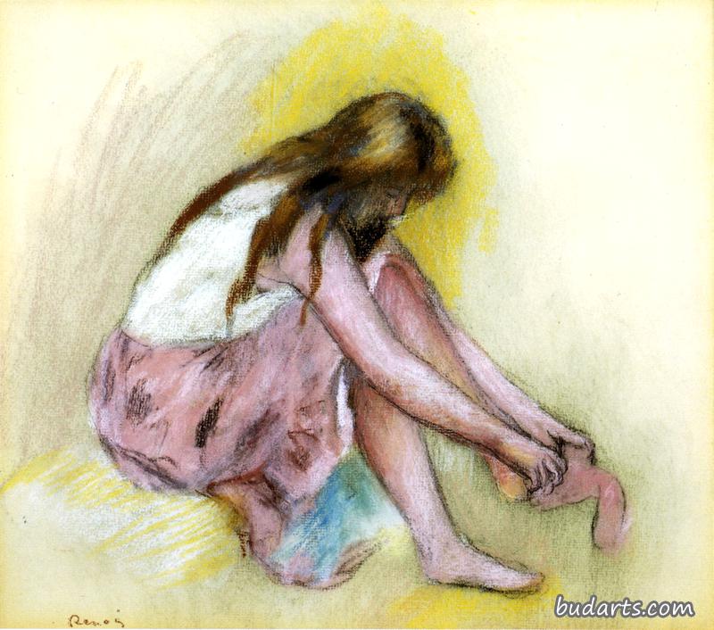 穿长袜滑倒的小女孩