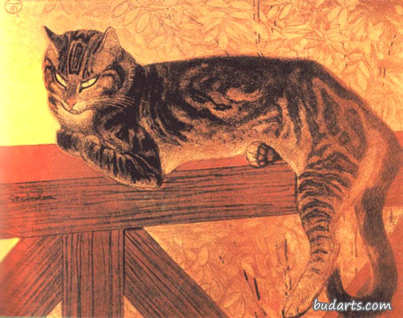 栏杆上的猫：夏天
