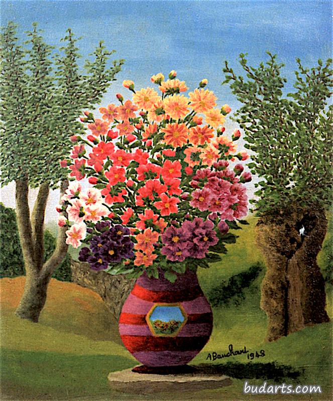 山水花瓶