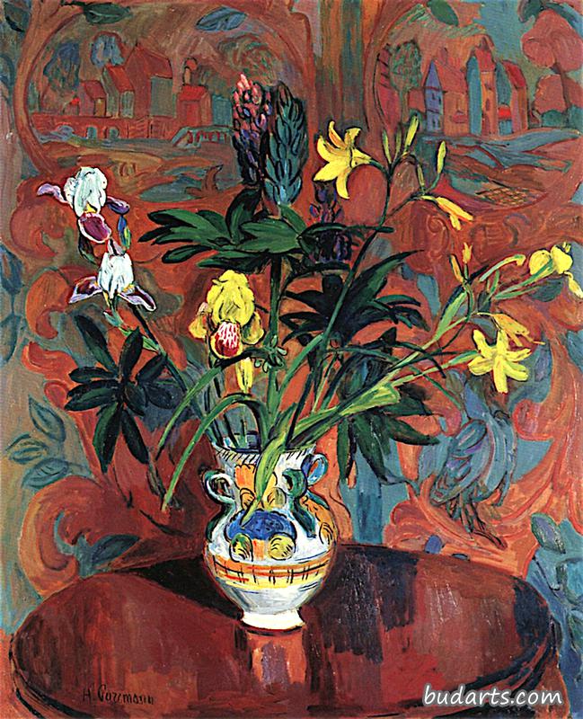 百合花静物画
