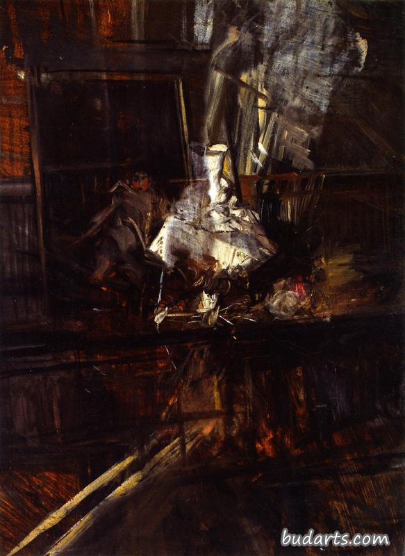 Studio Interior with the Portrait of Young Subercaseaux