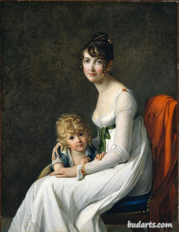 Mrs. Jeanne Eglé Mourgue and Her Son Eugène