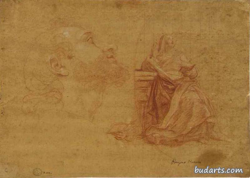 Two Studies of John of Nepomuk for 'the Madonna with Child and John of Nepomuk'and the Virgin for 'the Annunciation' Two Studies of John of Nepomuk for 'the Madonna with Child and John of Nepomuk'and the Virgin for 'the Annunciation'