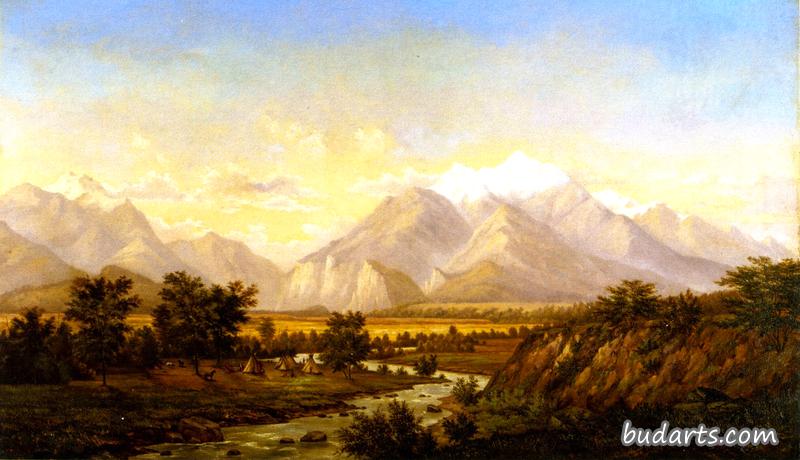 Estes Park, Colorado Landscape with Ute Indian Envampment