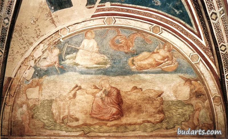 Scenes from the Life of St John the Evangelist: 1. St John on Patmos (Peruzzi Chapel, Santa Croce, Florence) Scenes from the Life of St John the Evangelist: 1. St John on Patmos (Peruzzi Chapel, Santa Croce, Florence)