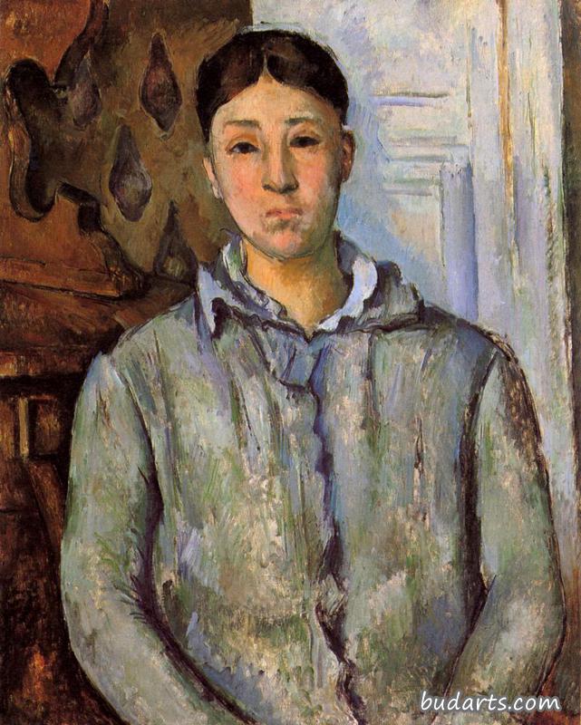塞尚夫人穿蓝色衣服