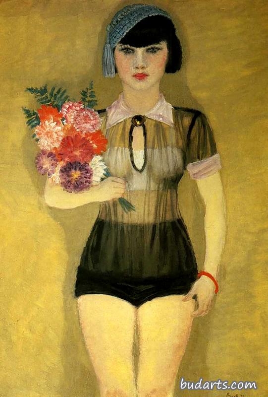 带花束的女孩