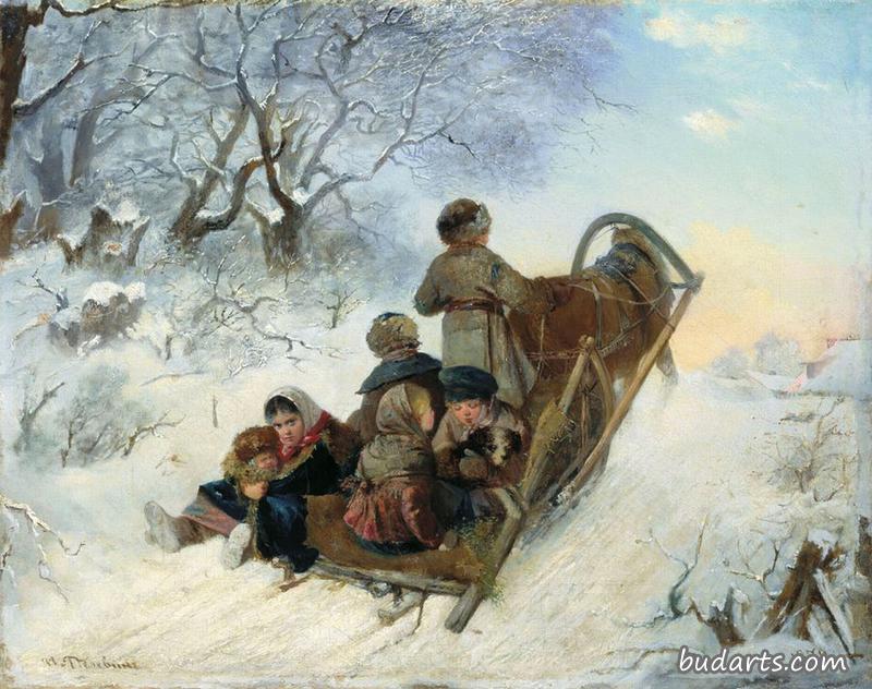 雪橇上的孩子们