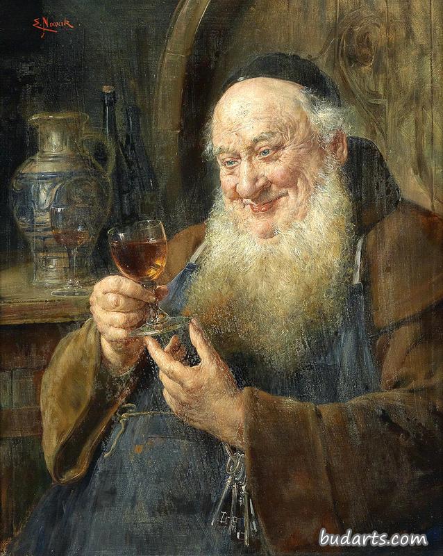 拿着酒杯的僧侣