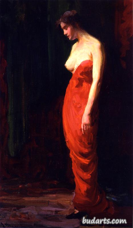 穿红衣服的女士