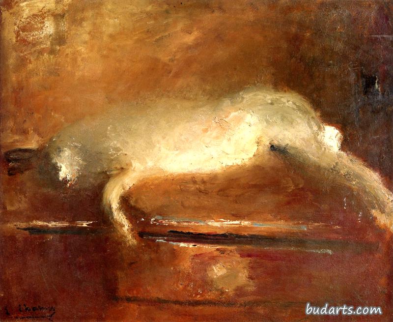 Hare II静物画（赭色背景）