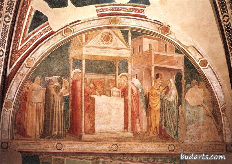 Scenes from the Life of St John the Baptist: 1. Annunciation to Zacharias (Peruzzi Chapel, Santa Croce, Florence) Scenes from the Life of St John the Baptist: 1. Annunciation to Zacharias (Peruzzi Chapel, Santa Croce, Florence)
