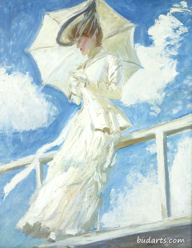 带伞的海伦夫人画像