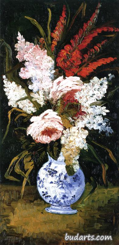 唐菖蒲紫丁香花瓶