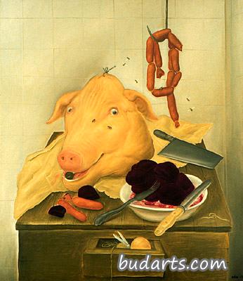 The Butchers Table (La Mesa del Carnicero), Still Life with Pig's Head