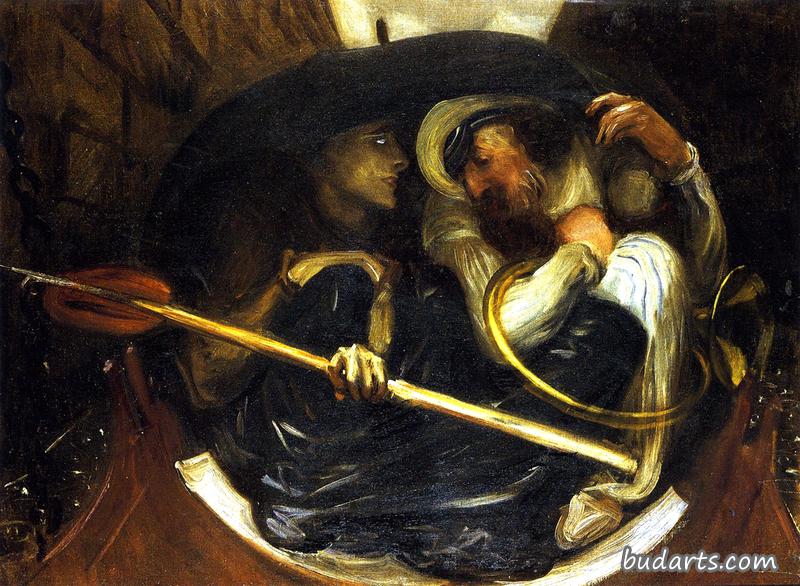 Joseph Comyns Carr and Nettie Huxley in a Boat
